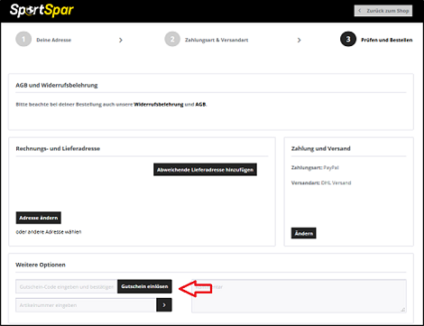Gutschein einlösen Sportspar