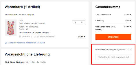 rabattcode zalando einlösen