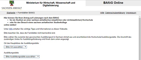 BAföG online in Sachsen-Anhalt