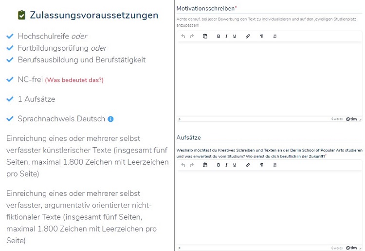 Zulassungsvoraussetzungen Bewerbung bei Compounder Test