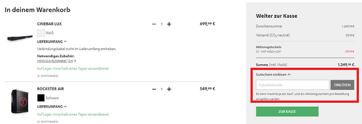 Teufel Gutschein einlösen