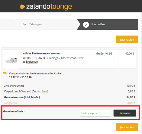 zalando lounge gutschein einlösen